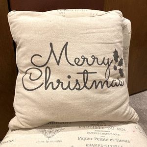 Pier One Burlap Merry Christmas Pillow